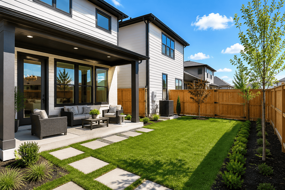 Backyard view of developed land